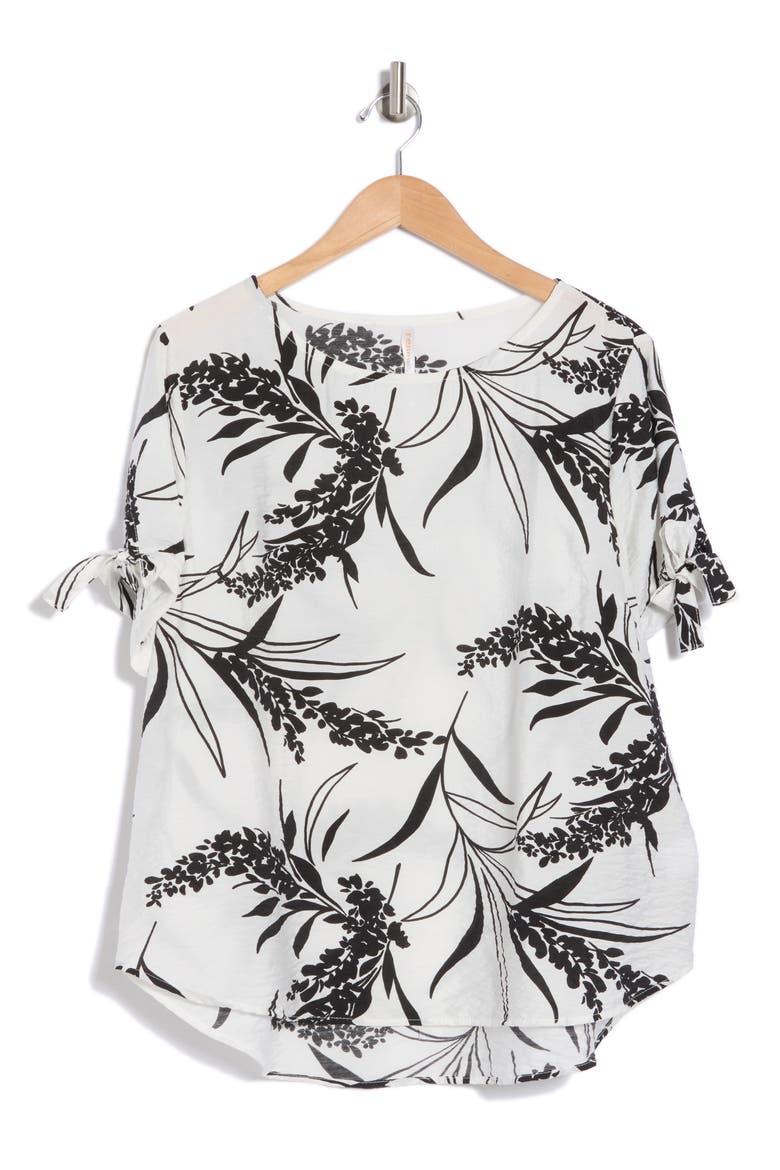 Floral Short Sleeve Top, Alternate, color, IVORY