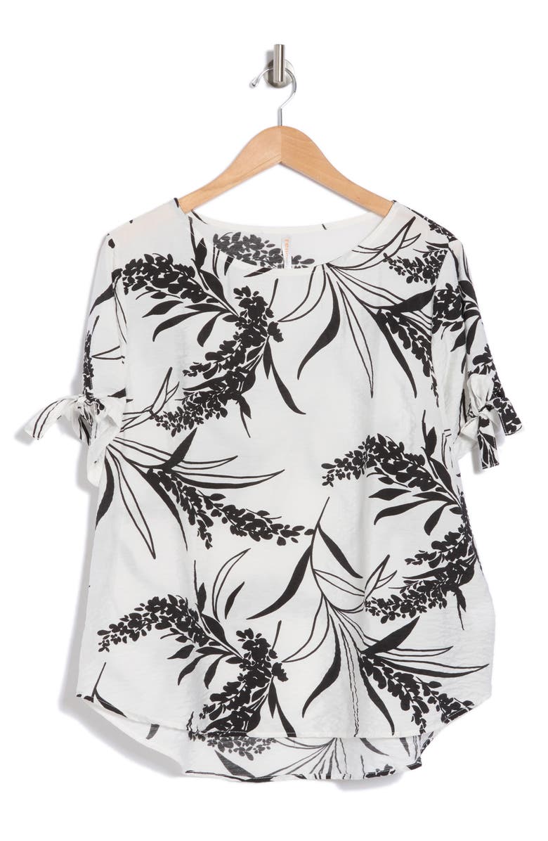 Renee C Floral Short Sleeve Top, Alternate, color, Ivory