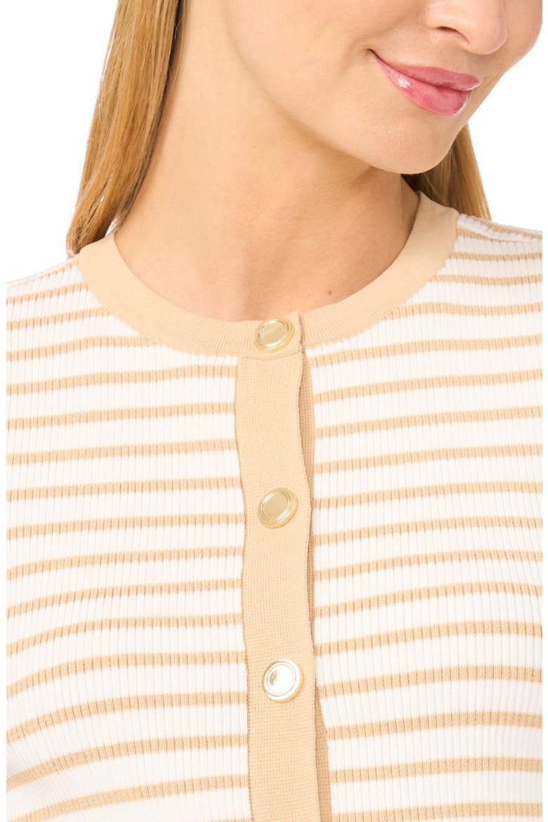 Stripe Short Sleeve Cardigan, Alternate, color, PEBBLE