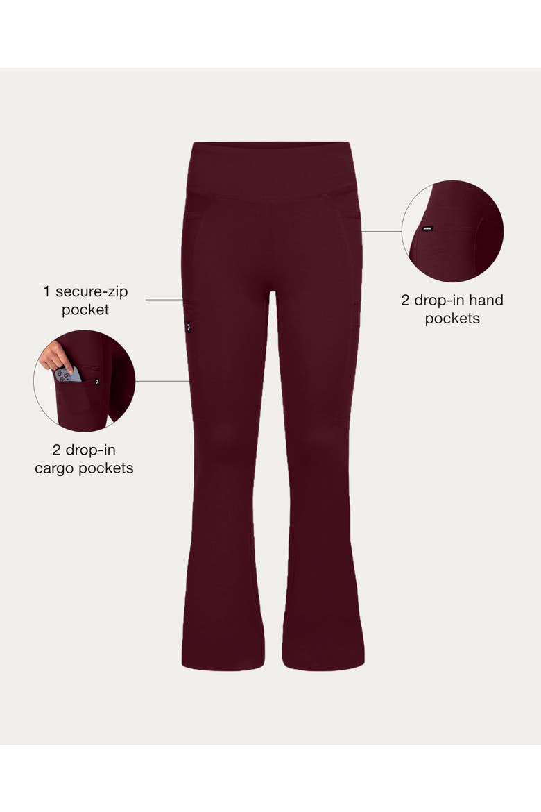Perri UltraSOFT Women's Yoga Scrub Pant - 5 Pockets Skinny Fit, Alternate, color, Burgundy