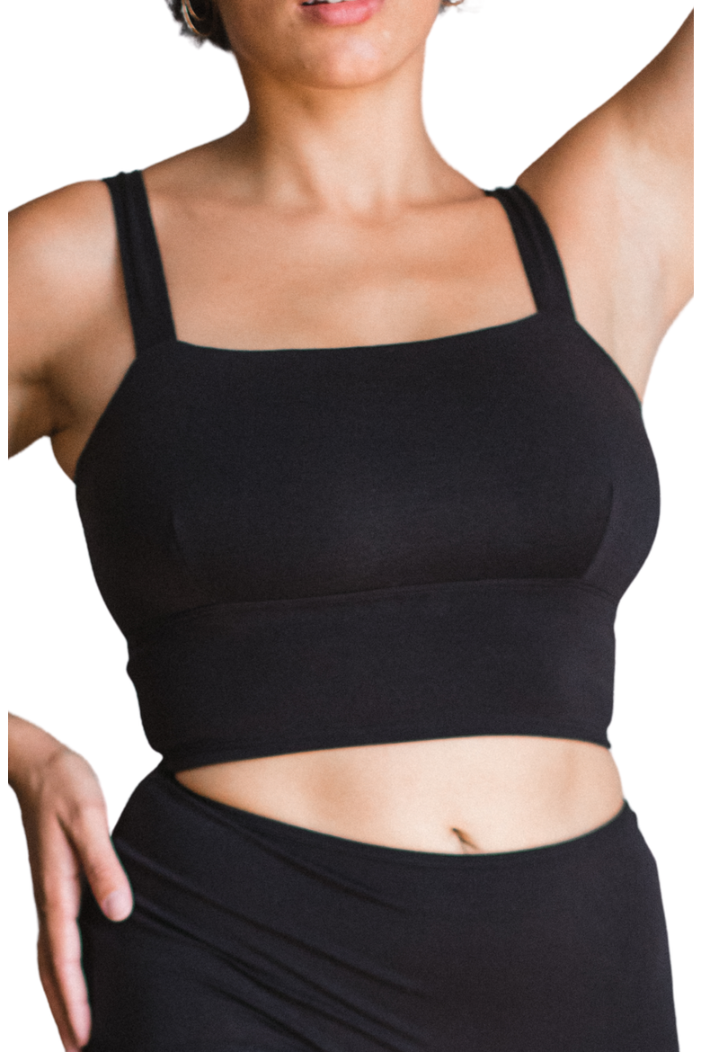 Organic Cotton Square Neck Bralette, Main, color, Black