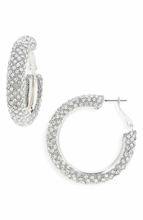 NORDSTROM RACK Faceted Stone Hoop Earrings