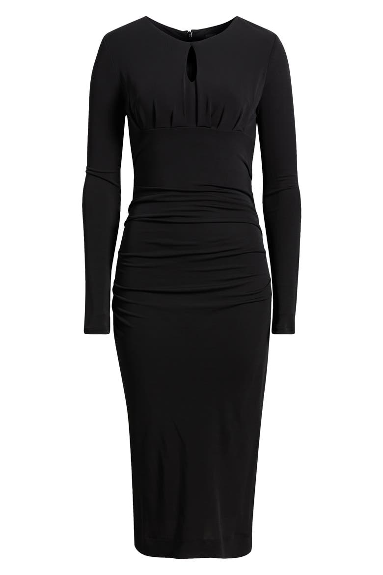Eden Long Sleeve Body-Con Midi Dress, Alternate, color, BLACK