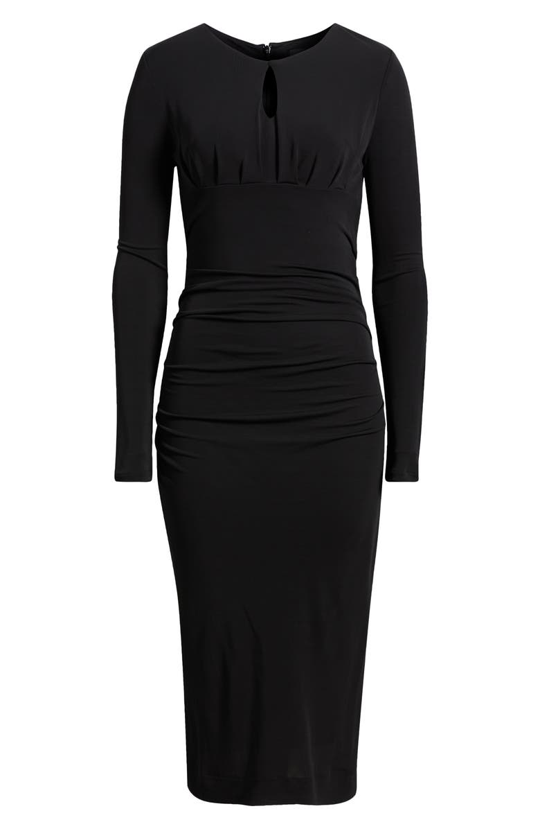 BOSS Eden Long Sleeve Body-Con Midi Dress, Alternate, color, Black