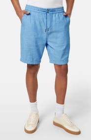 Scotch & Soda Flat Front Slub Cotton & Linen Twill Drawstring Bermuda Shorts