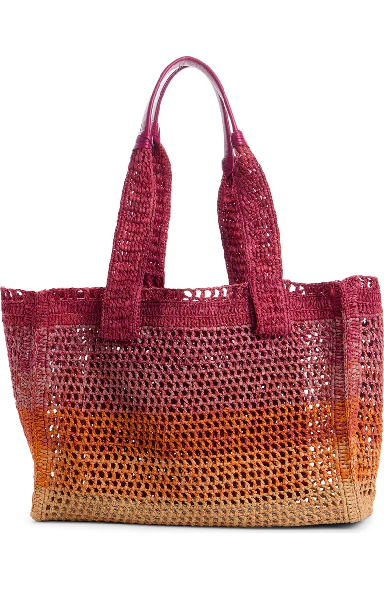 Chloé Summer Banana Ombré Crochet Raffia Tote Bag, Alternate, color, Multicolor Orange