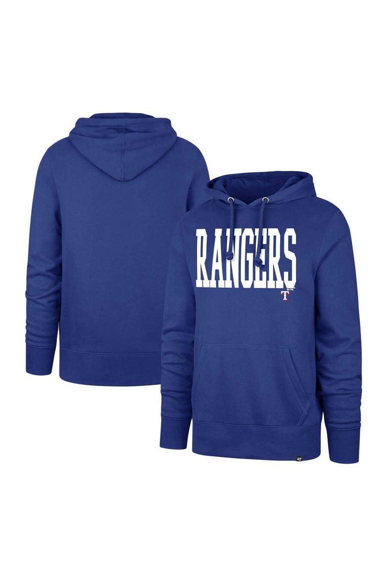 Men's '47 Royal Texas Rangers Dime Headline Pullover Hoodie, Alternate, color, Royal