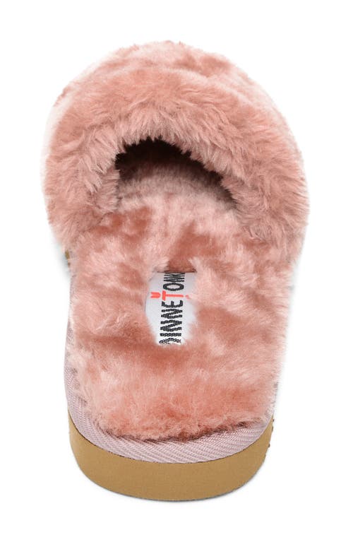 Minnetonka Faux Fur Slide Slipper In Pink