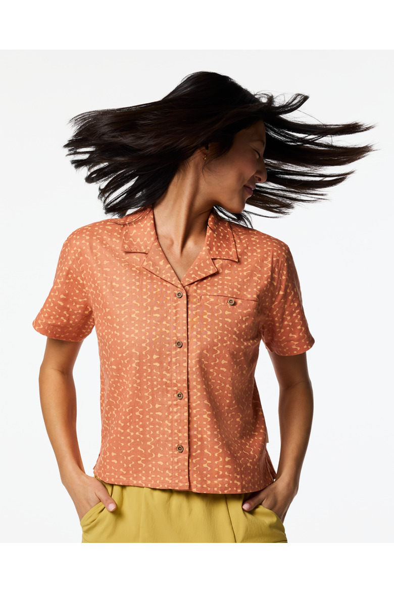 Afuera Button Up Shirt - Print - Women's, Main, color, Shimmer Cantaloupe
