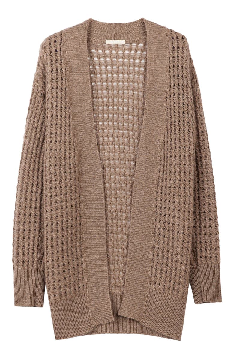 GOBI Mongolian Cashmere Open-Front Cashmere Cardigan, Alternate, color, Taupe