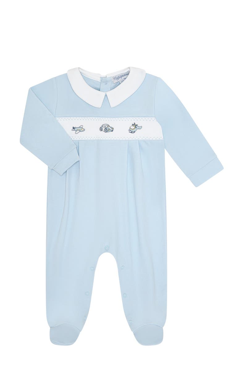 Nellapima Mini Voyages Embroidery Footie - Baby, Main, color, Blue
