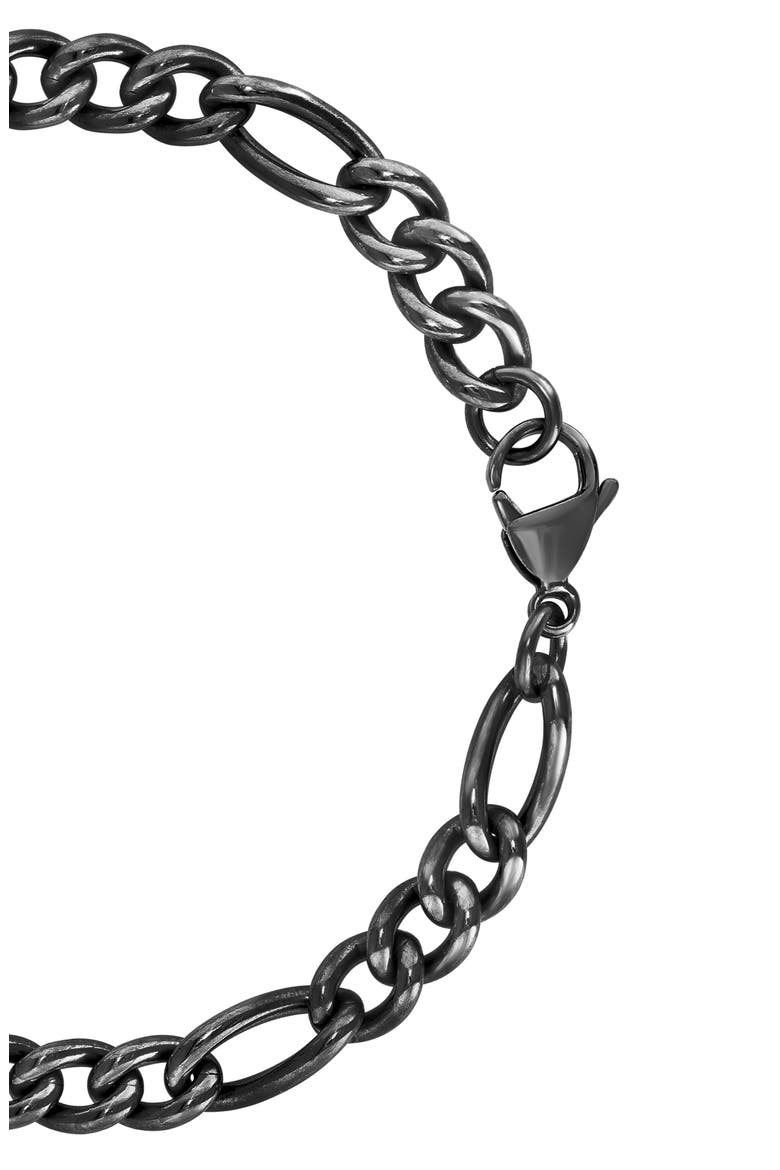 Men's Black Titanium Figaro Chain Bracelet, Alternate, color, BLACK