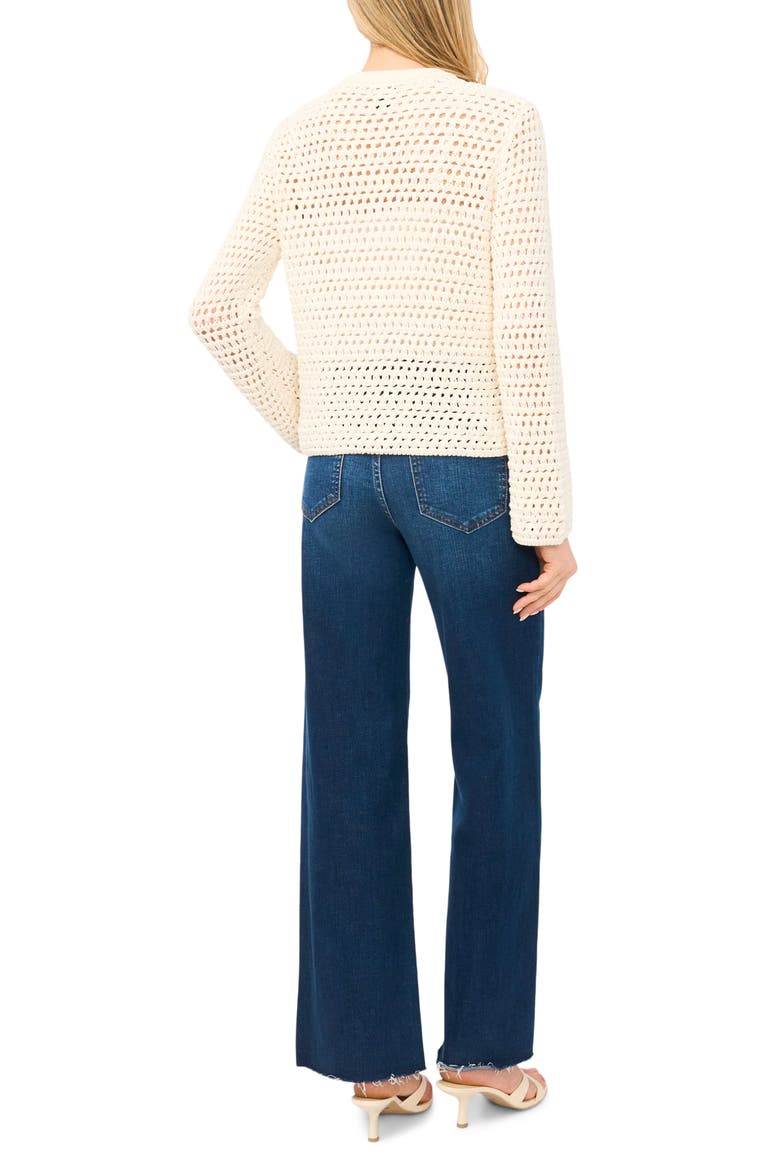Open Stitch Button Front Cardigan, Alternate, color, EGGNOG