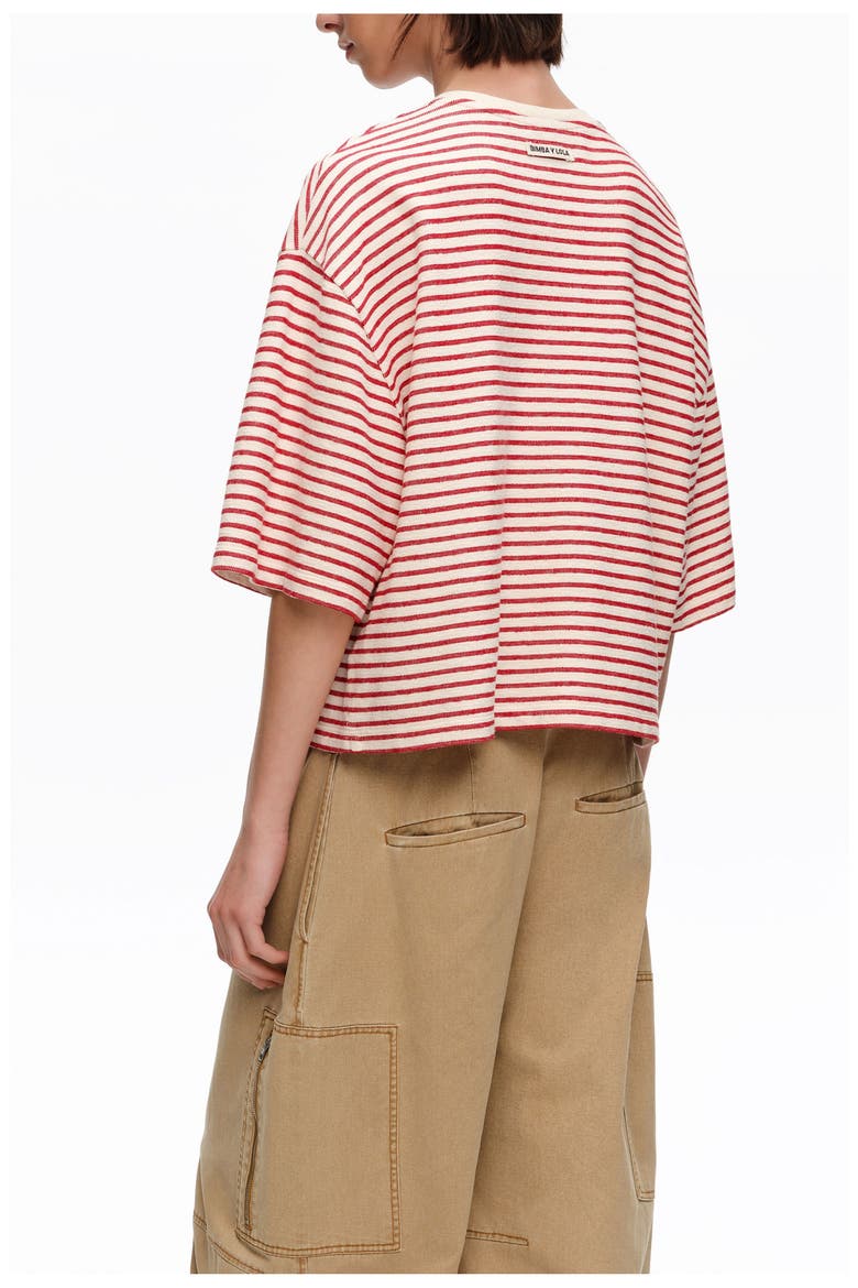 Cotton T-Shirt with Corset Detail, Alternate, color, RED