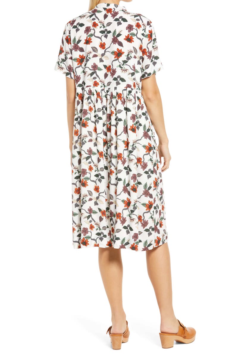 Frank And Oak Floral Babydoll Midi Dress, Alternate, color, 