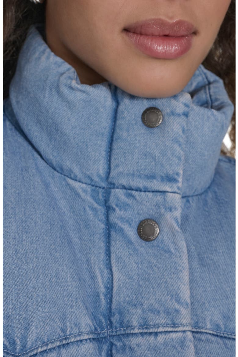 Western Denim Puffer Vest, Alternate, color, LIGHT WASH DENIM