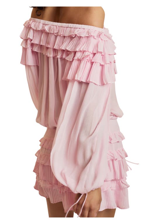 Cynthia Rowley Off Shoulder Ruffle Blouse In Pink