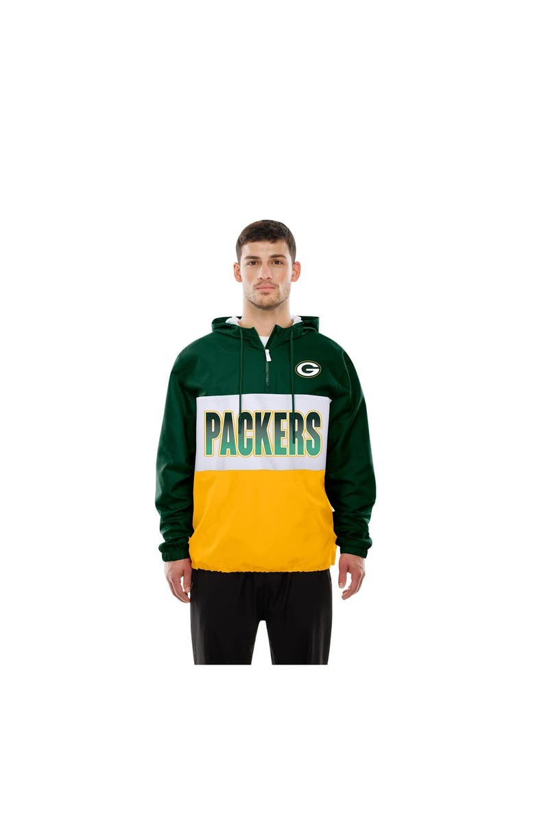 New Era Men's New Era Green Green Bay Packers Ripstop Quarter-Zip Hooded Windbreaker, Alternate, color, Green