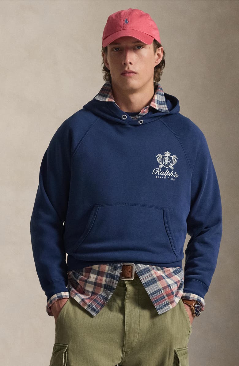 Polo Ralph Lauren Vintage Fit Fleece Pullover Hoodie, Alternate, color, Dark Cobalt