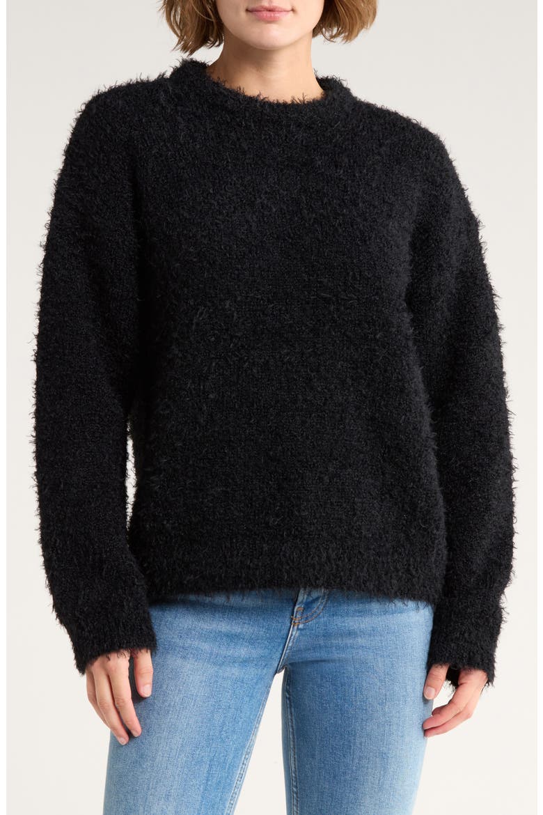 Oversize Eyelash Knit Sweater, Main, color, BLACK