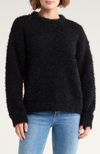 Leith Oversize Eyelash Knit Sweater In Black