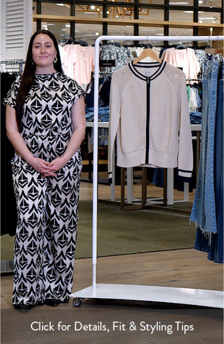 Open Stitch Front Zip Cotton Blend Cardigan, sales video thumbnail