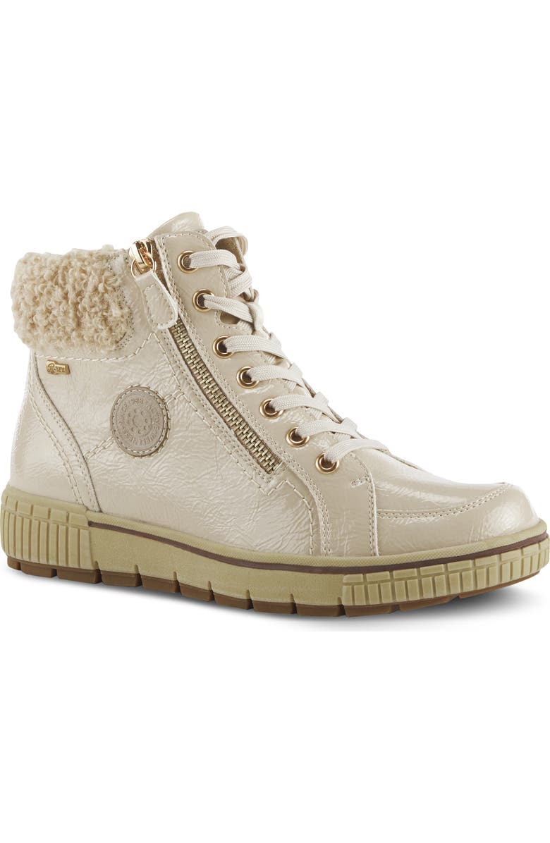 Spring Step Alps Water Resistant Faux Shearling Sneaker, Main, color, Beige Patent