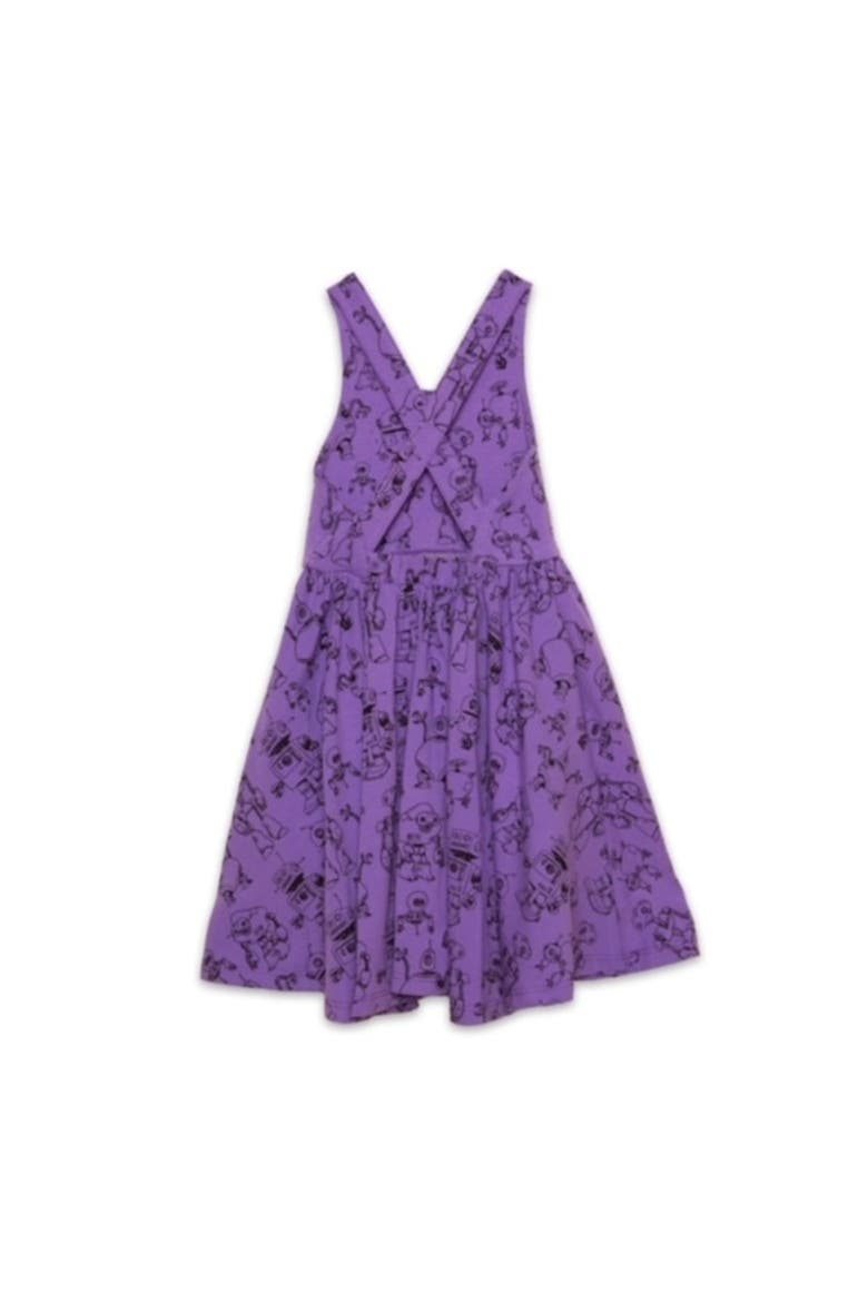 Girls Cross Back Dress, Alternate, color, Robots