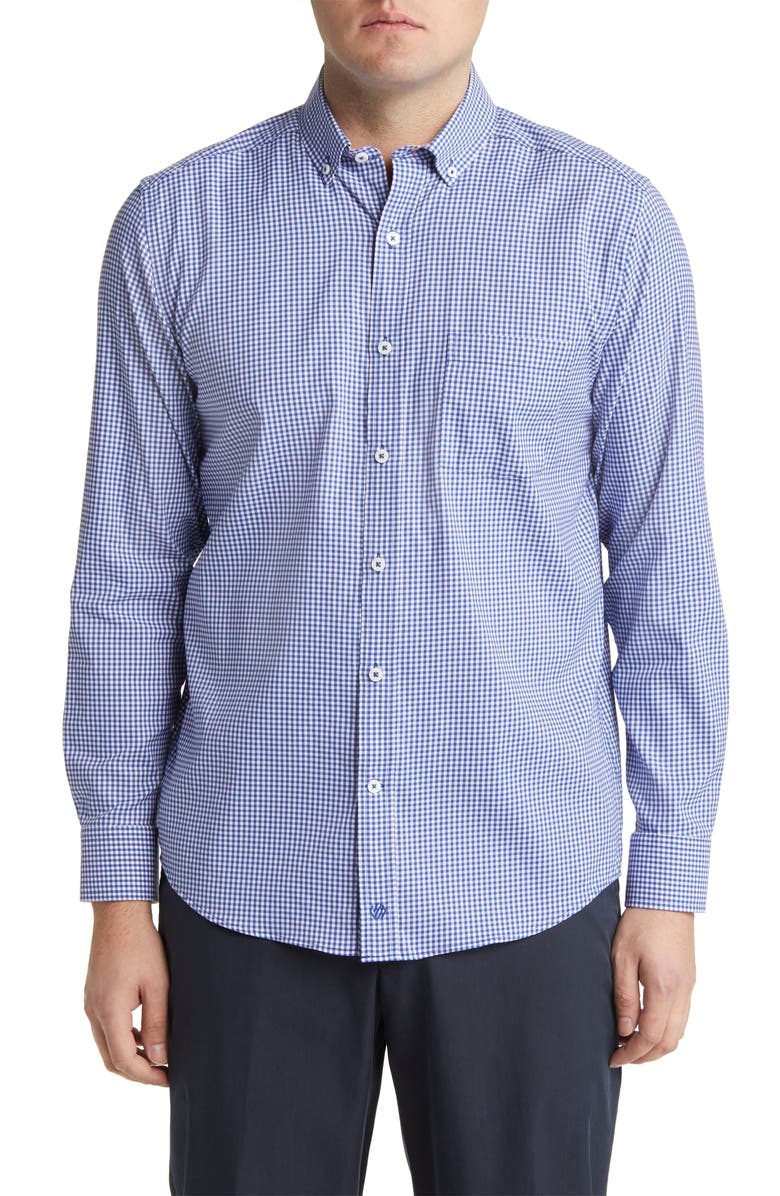 Johnston & Murphy XC4<sup>®</sup> Classic Fit Gingham Stretch Button-Down Shirt, Main, color, 