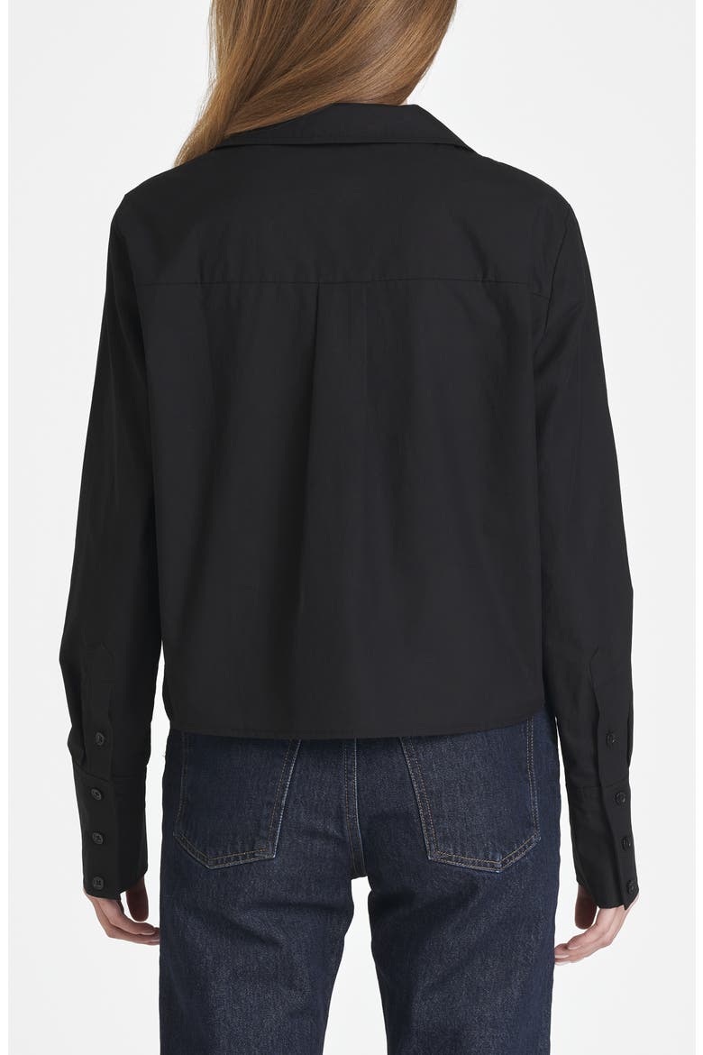Alexandra Tie Front Cotton Poplin Top, Alternate, color, BLACK