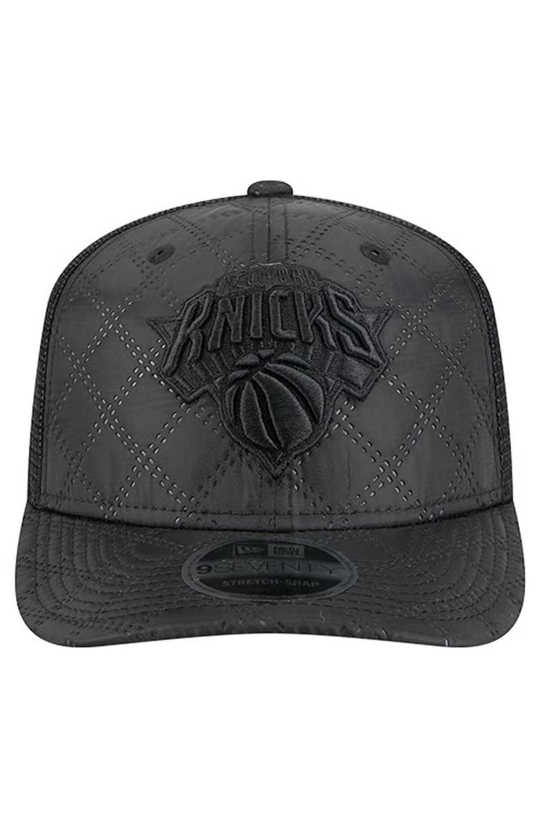 New Era Men's New Era  Black New York Knicks Quilted 9SEVENTY Trucker Adjustable Hat, Alternate, color, 