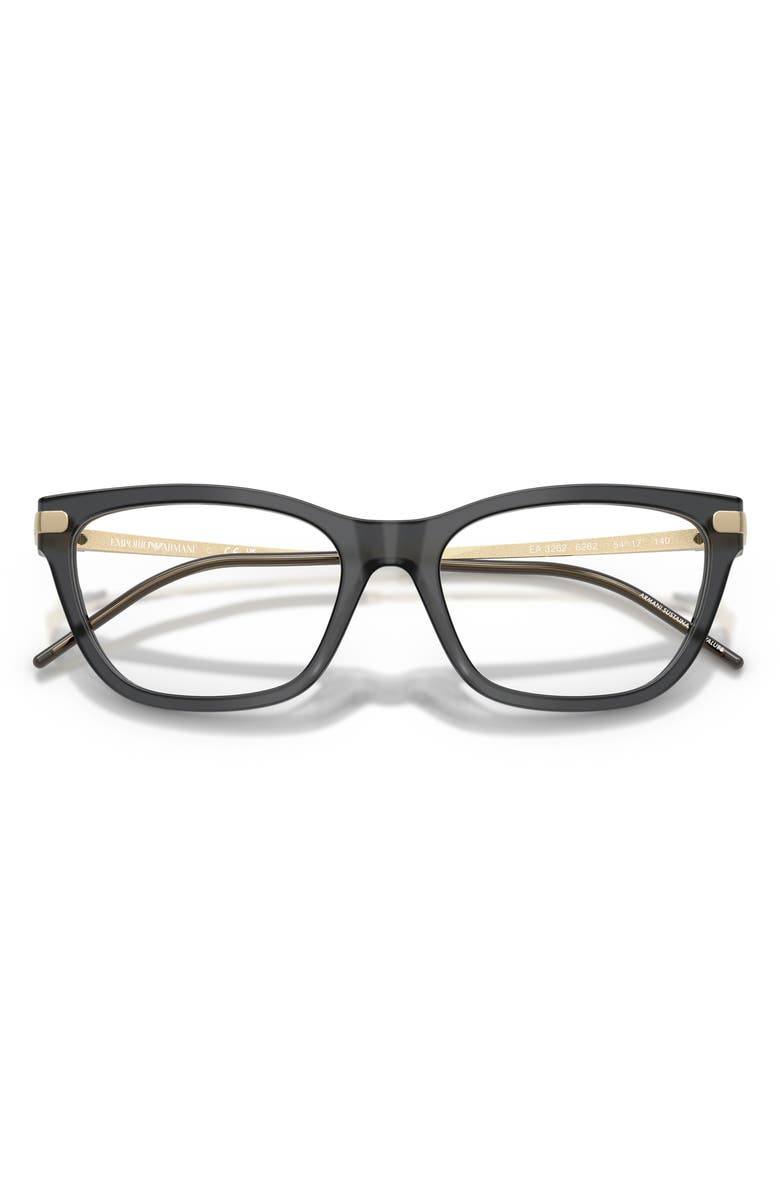 Emporio Armani 54mm Cat Eye Optical Glasses, Alternate, color, Shiny Opal Black / Demo Lens