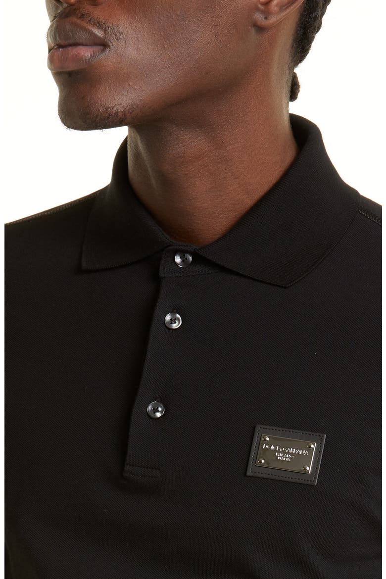 Logo Plate Cotton Piqué Polo, Alternate, color, BLACK