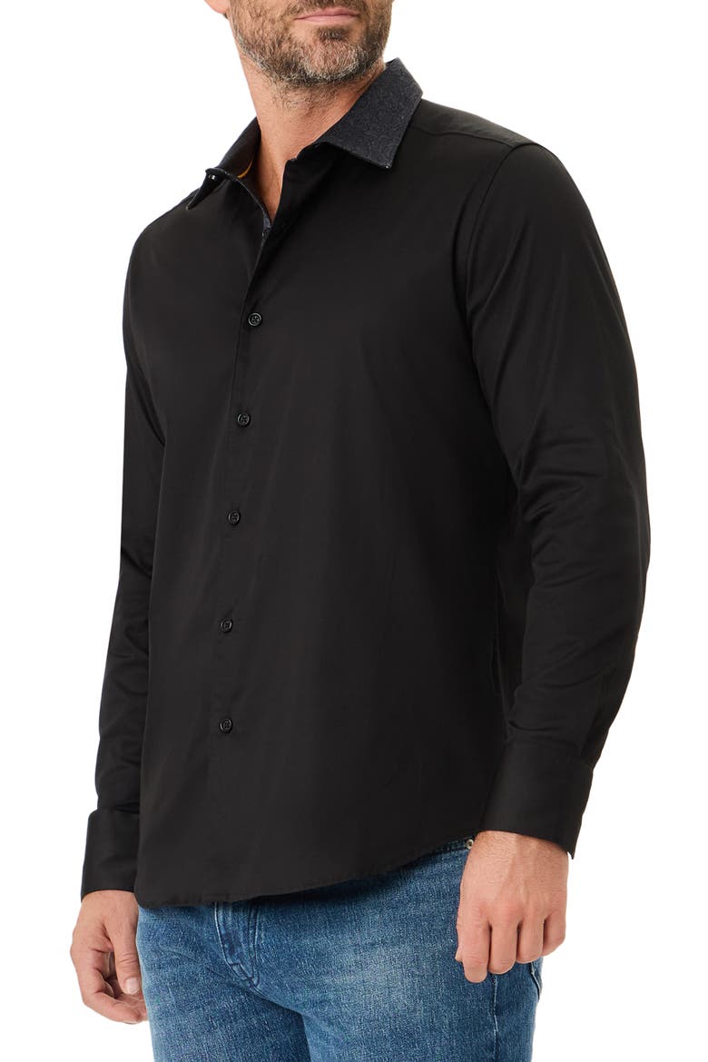 Shepley Long Sleeved Button Up Shirt, Main, color, BLACK