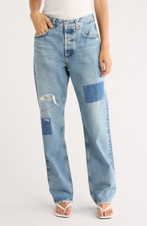 Clove Patched High Waist Relaxed Straight Leg Jeans (18 Years Phenomenal Patched)