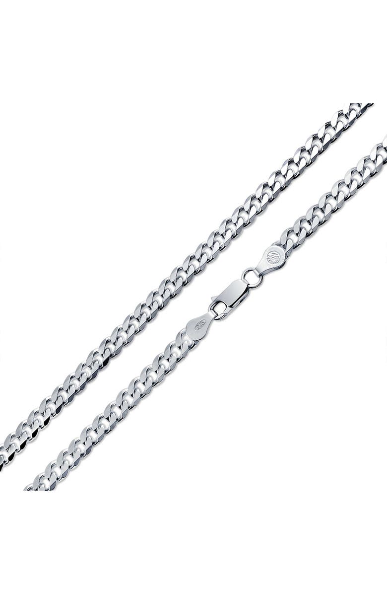 BLING JEWELRY Sterling Silver Heavy Solid Curb Chain Necklace, Alternate, color, Silver