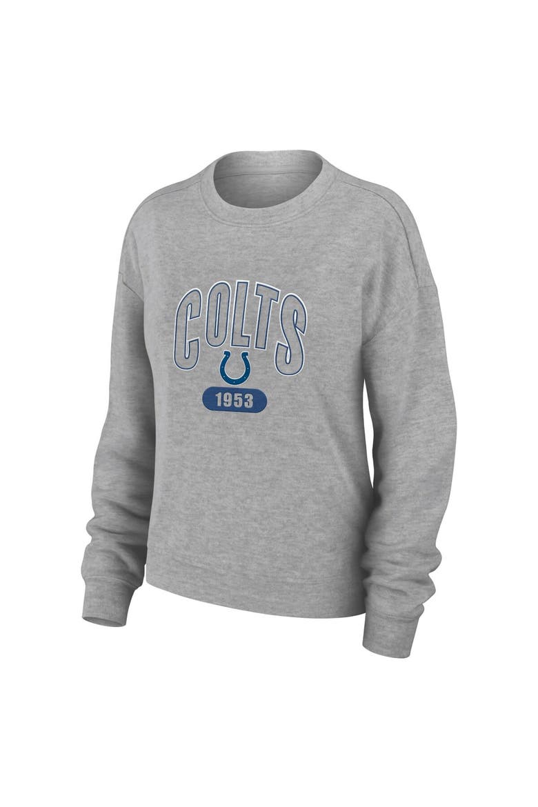 Women's WEAR by Erin Andrews Heather Gray Indianapolis Colts Knit Long Sleeve Tri-Blend T-Shirt & Pants Sleep Set, Alternate, color, Heather Gray