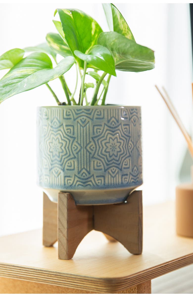 FLORA BUNDA 4.37" Star Ceramic on Stand - Glass Blue, Alternate, color, Glass Blue