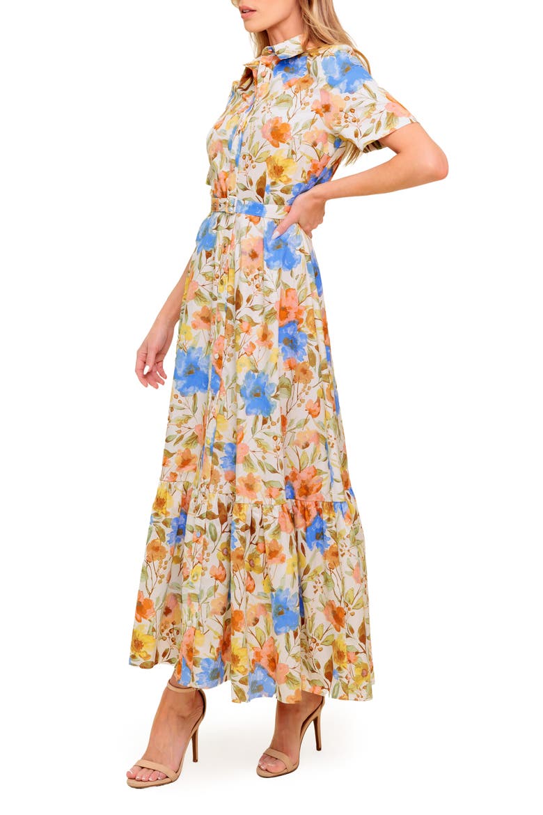 Belted Cotton Maxi Shirtdress, Alternate, color, IVORY