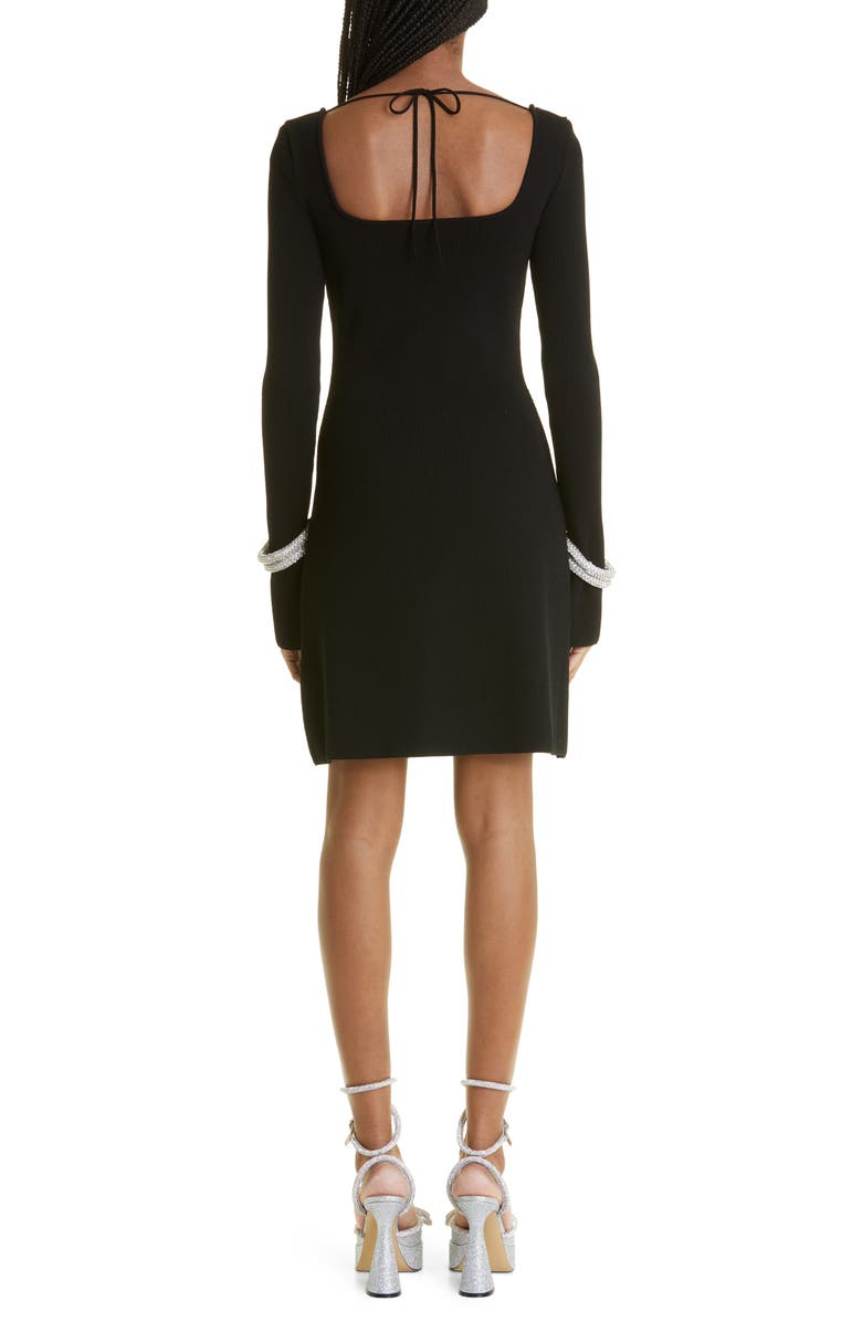 Mach & Mach Olivia Crystal Bracelet Long Sleeve Rib Sweater Dress, Alternate, color, 