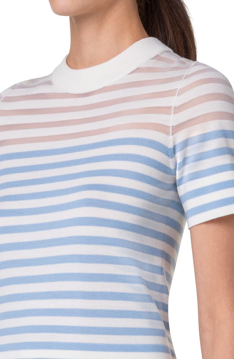 Akris punto Kodak Stripe Short Sleeve Sweater, Alternate, color,