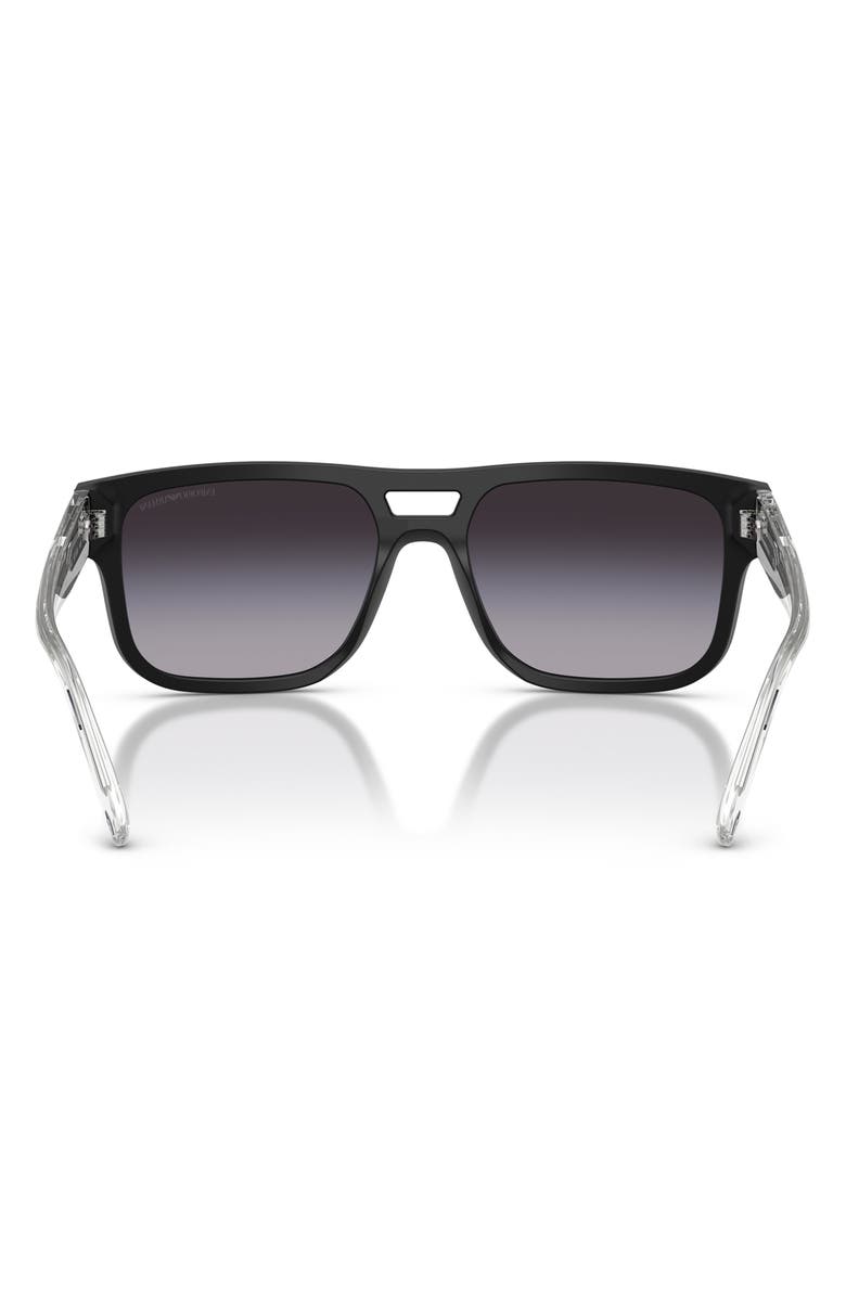 Emporio Armani 57mm Gradient Pillow Sunglasses, Alternate, color, Matte Black / Grey Gradient