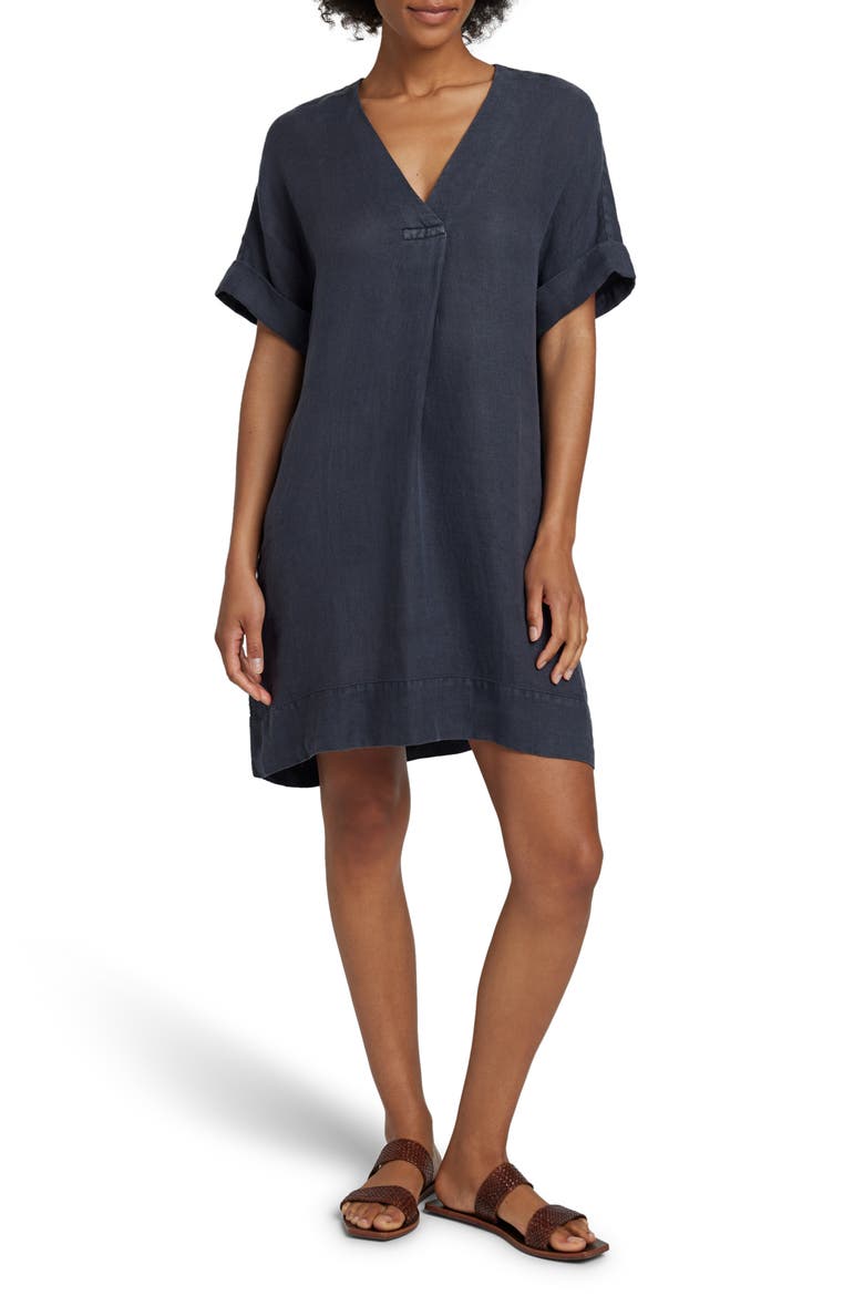 Sanibel Linen Shift Dress, Main, color, WASHED BLACK