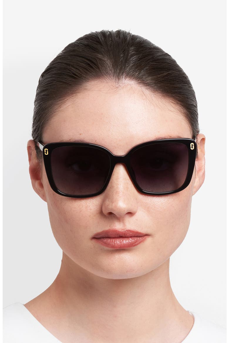 56mm Gradient Butterfly Sunglasses, Alternate, color, BLACK/ DARK GREY SF