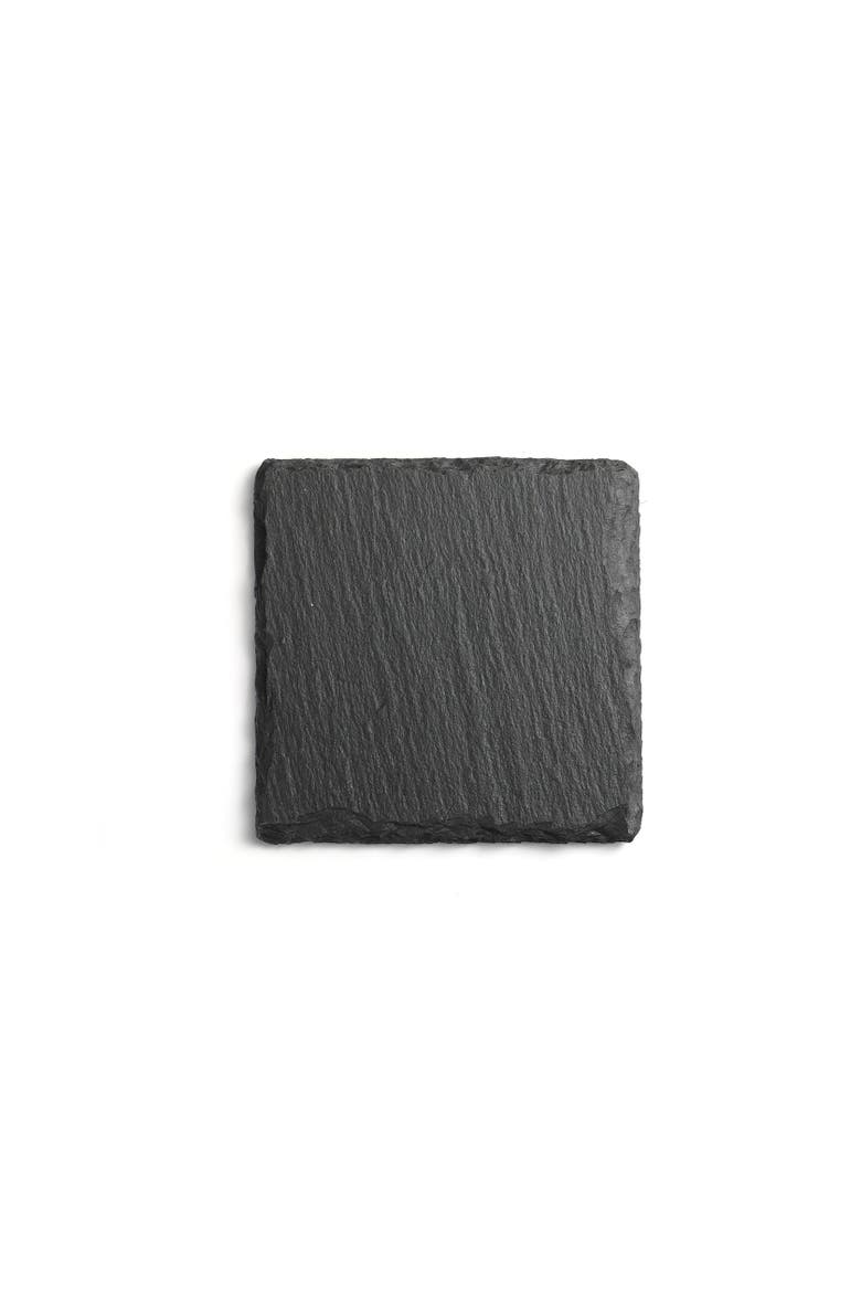 Slate Stone Drink Coasters, Main, color, Black