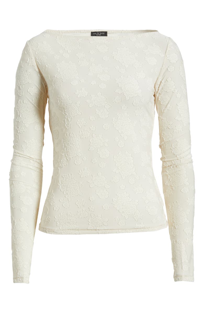 rag & bone Angel Floral Jacquard Boat Neck Top, Alternate, color, Ivory