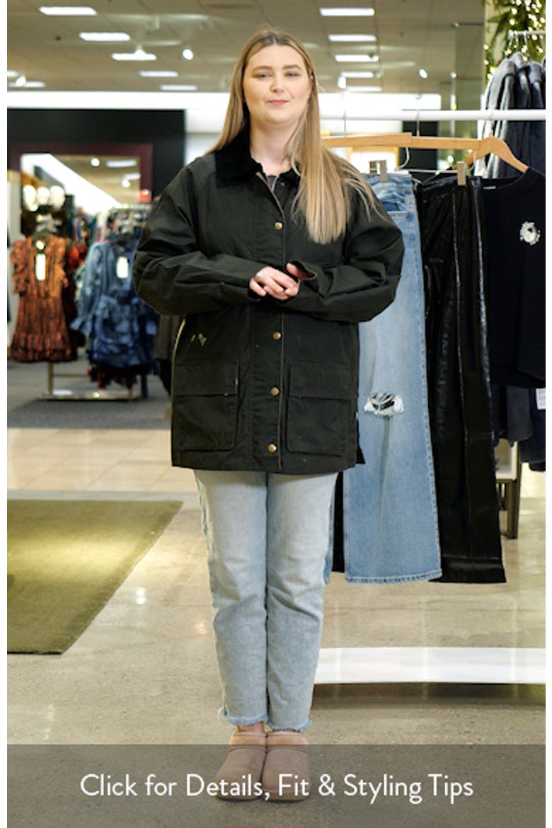Corduroy Collar Waxed Effect Oversize Jacket video