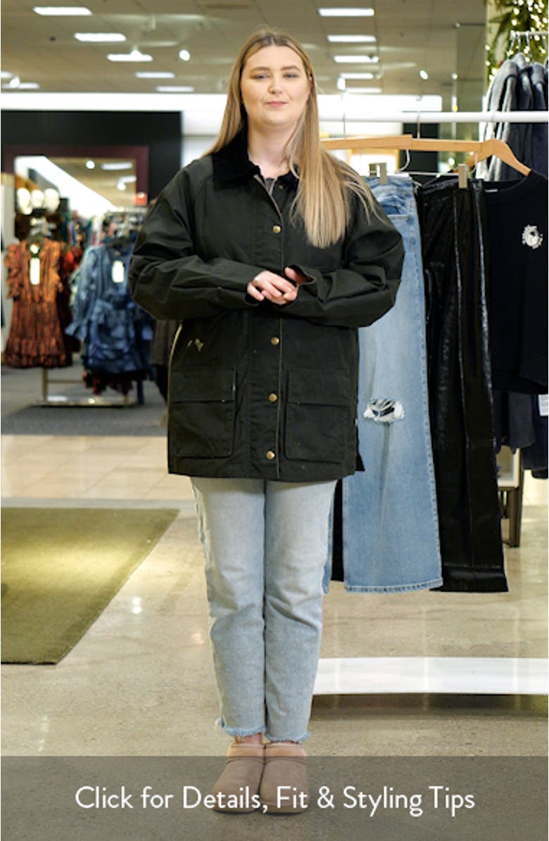 Corduroy Collar Waxed Effect Oversize Jacket, sales video thumbnail