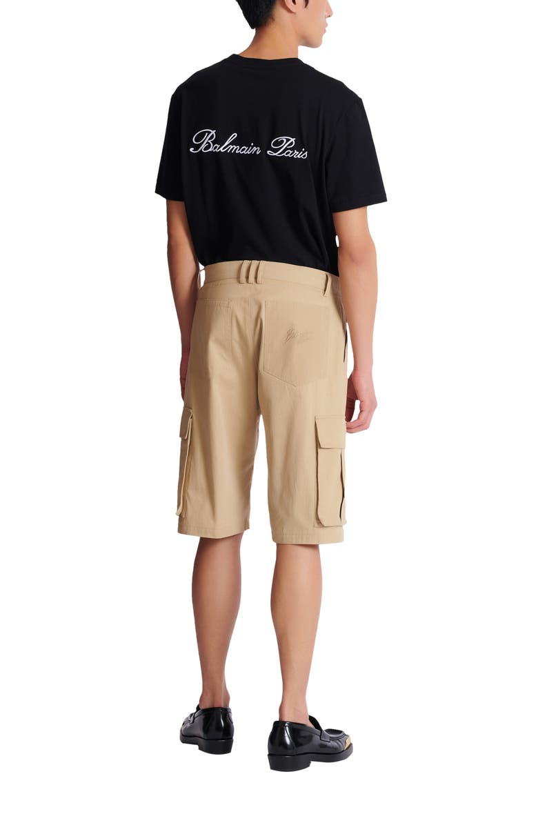 Balmain Cotton canvas cargo Bermuda shorts, Alternate, color, Beige