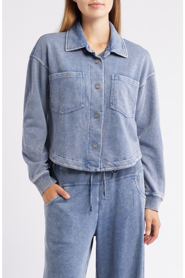 Crop Knit Shacket, Main, color, CADET BLUE